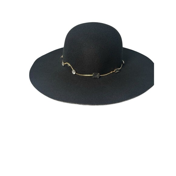 Juicy Couture Black Wide Brim Floppy Hat Bejeweled w/ Gold Chains Fast Shipping - Picture 9 of 16